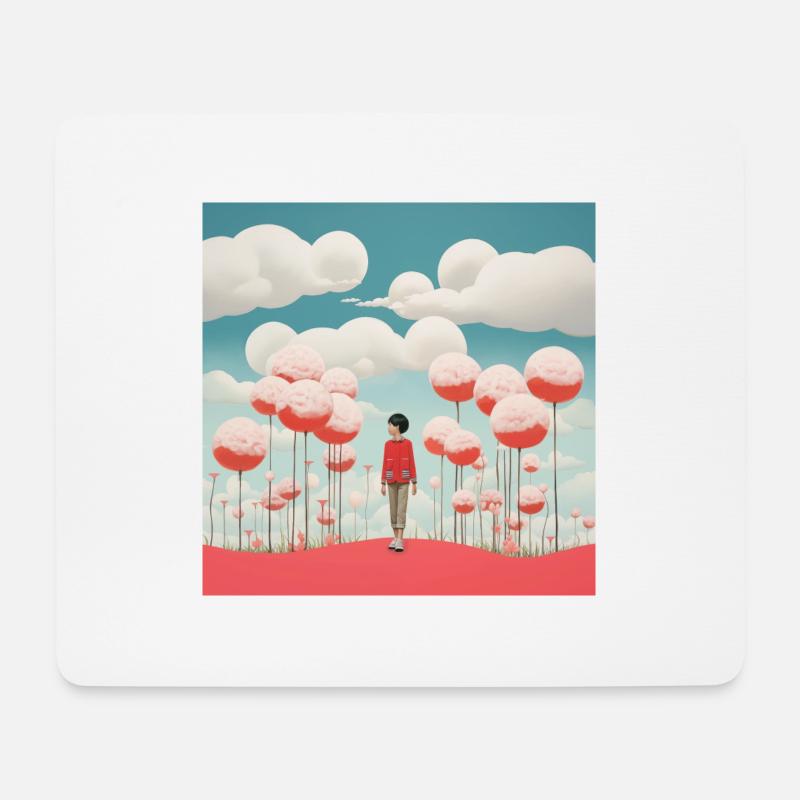 Celestial Whimsy: A Kuma-Inspired Journey in Silve - Mouse Pad (horizontal) - white