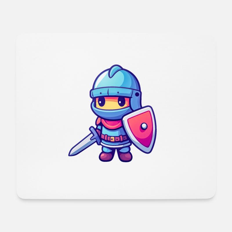 Chevalier courageux dans le style de la bande dessinée pour les enfants - Tapis de souris (format paysage) - blanc