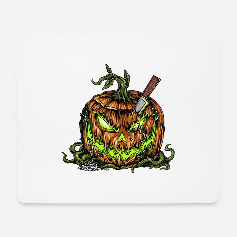 Böser Halloween Kürbis - Mousepad (Querformat) - Weiß
