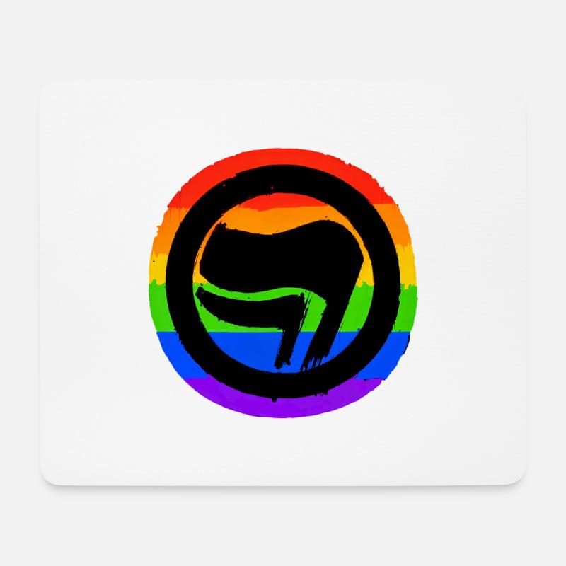 Antifaschistisch Regenbogen - Mousepad (Querformat) - Weiß