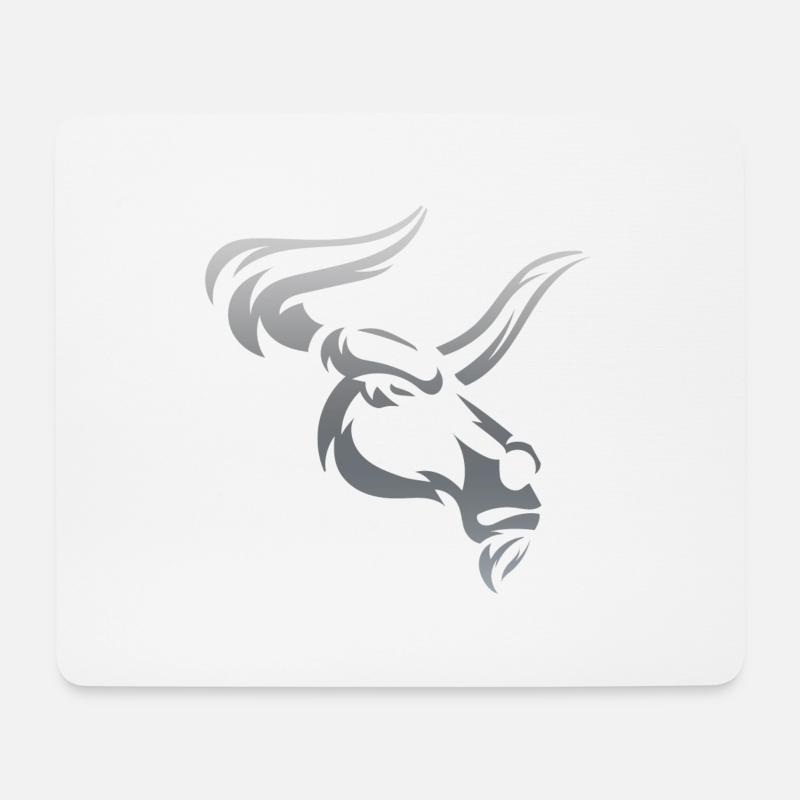 Stier Stierkopf Kopf Logo Steak Beast Gym Horn - Mousepad (Querformat) - Weiß