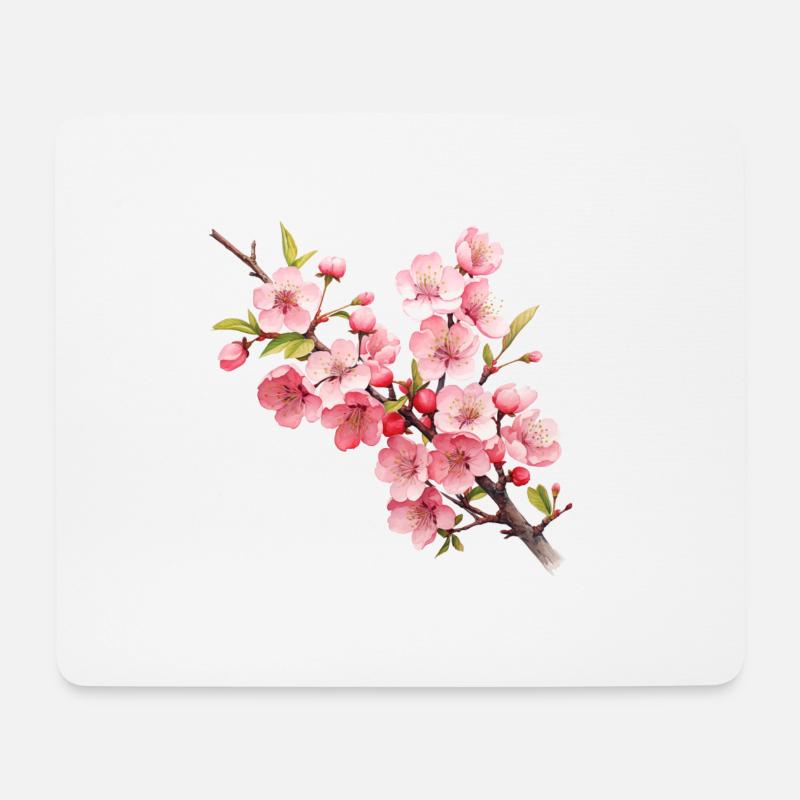 Kirschblüte - Mousepad (Querformat) - Weiß