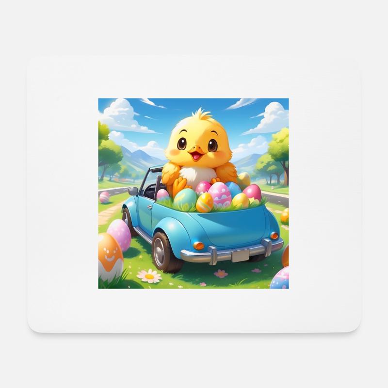 CHICK SITTING IN CAR - Mouse Pad (horizontal) - white