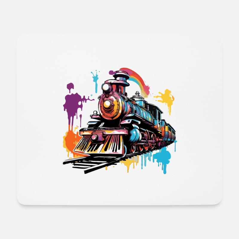 Zug / Lokomotive / Dampflok / Eisenbahn / Lock - Mousepad (Querformat) - Weiß