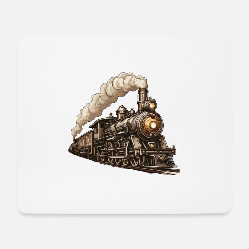 Zug / Lokomotive / Dampflok / Eisenbahn / Lock - Mousepad (Querformat) - Weiß
