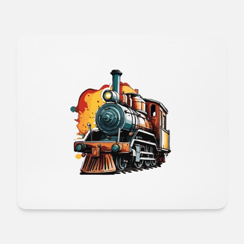 Zug / Lokomotive / Dampflok / Eisenbahn / Lock - Mousepad (Querformat) - Weiß