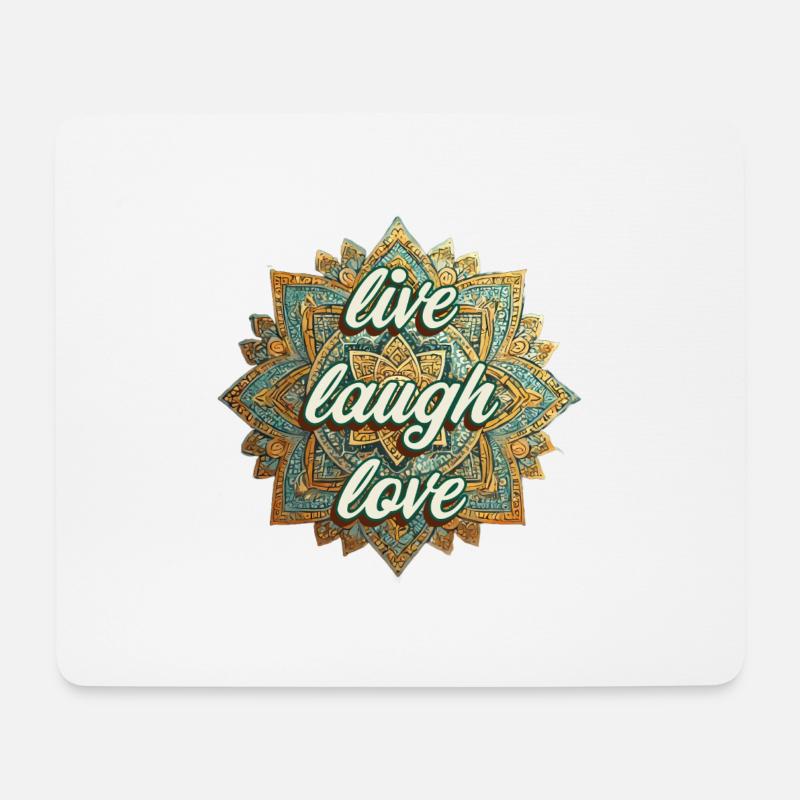 Lebe Liebe Lache Blume des Lebens - Mousepad (Querformat) - Weiß