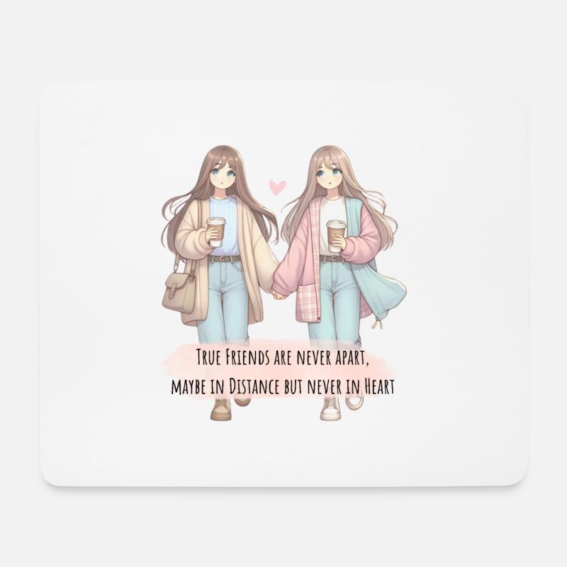 Forever Bonded: Best Friends & Coffee - Mousepad (Querformat) - Weiß