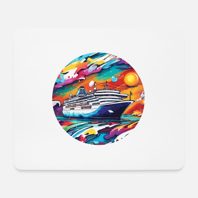 Piraten Schiff / Boot / Meer / Ocean / Wellen - Mousepad (Querformat) - Weiß