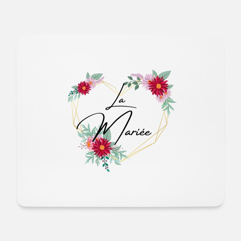 Brautherz floral - passendes T-Shirt - Mousepad (Querformat) - Weiß