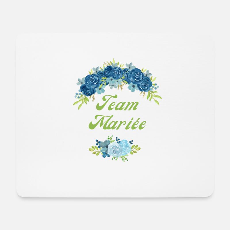 team de La mariée fleur bleu -tshirt assorti - Tapis de souris (format paysage) - blanc