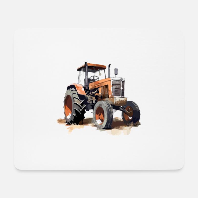 Orange Traktor Nr. 2 - Mousepad (Querformat) - Weiß