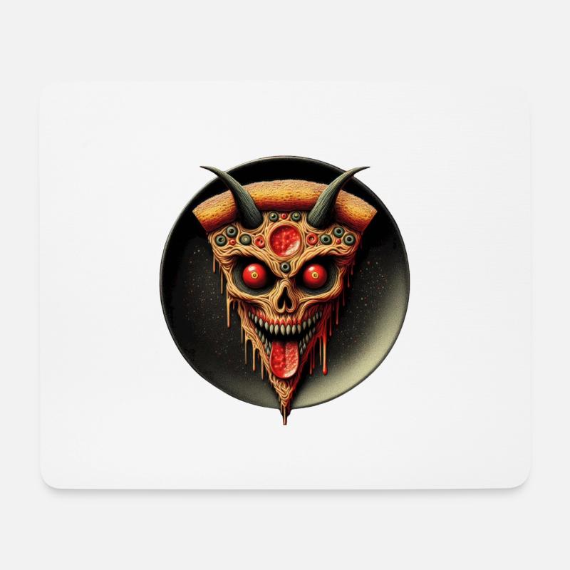 Dämonen-Pizza - Mousepad (Querformat) - Weiß