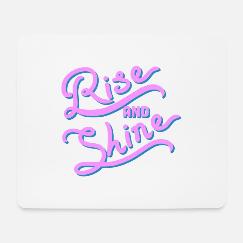 "Rise and shine" Handschrift, rosa und blau - Mousepad (Querformat) - Weiß
