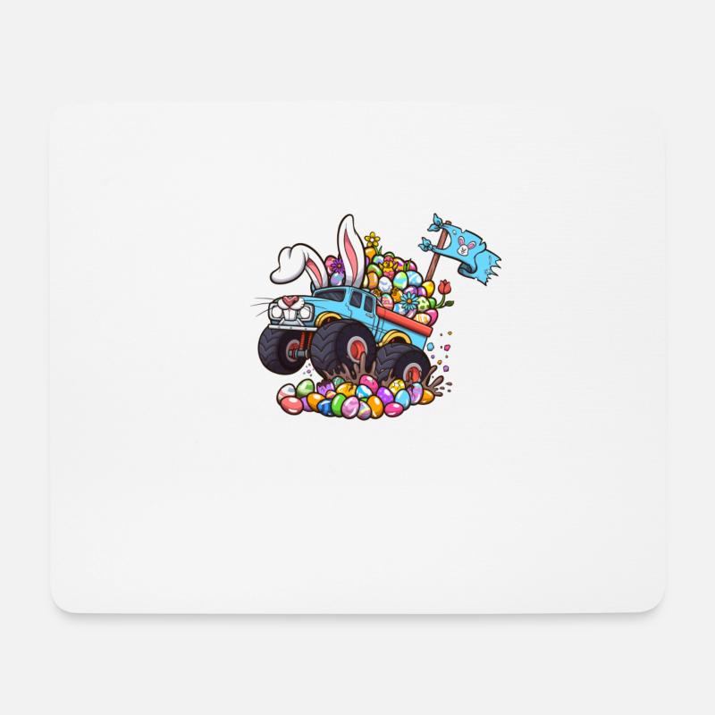 Ostereier zerkleinern Monstertruck - Mousepad (Querformat) - Weiß