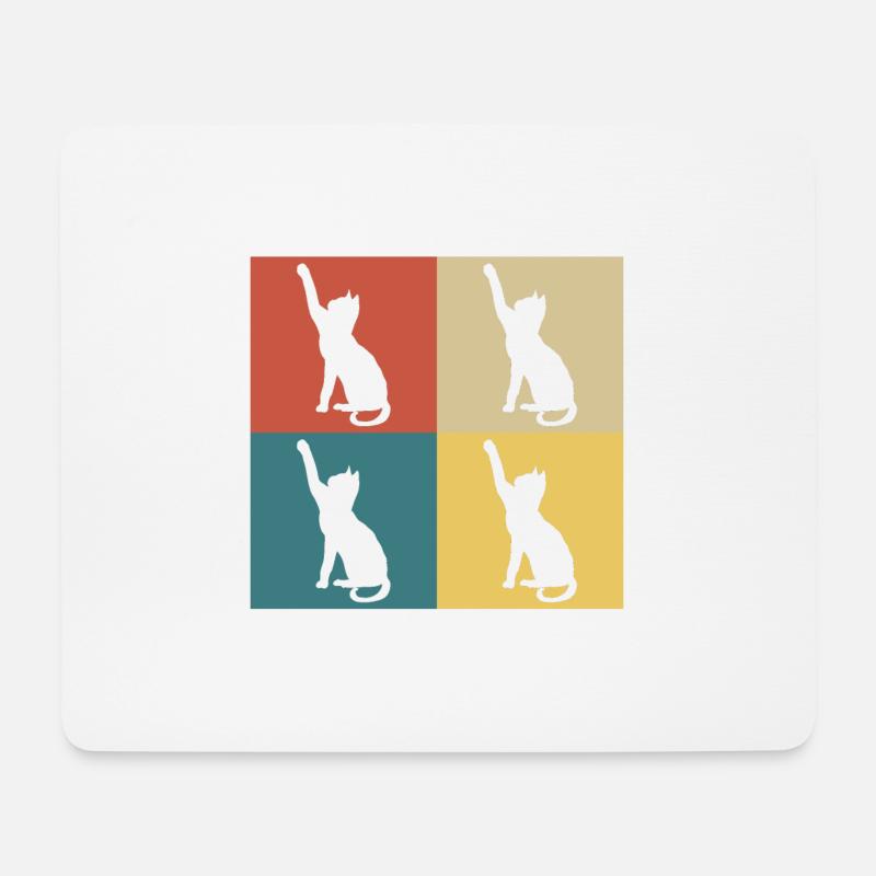 Retro-Vintage-Katze - Mousepad (Querformat) - Weiß