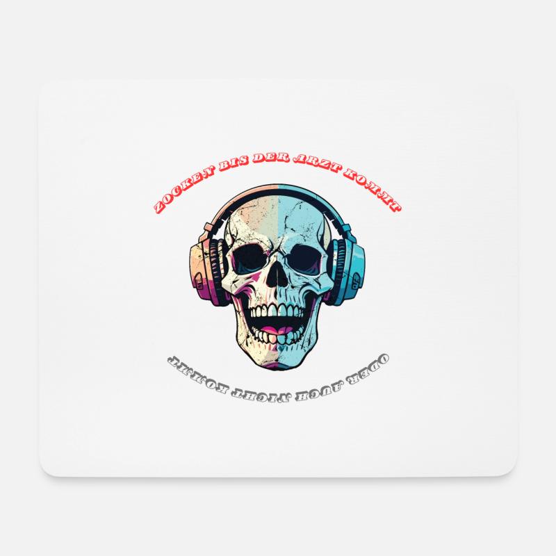 Kopfhörer Schädelfarben – bunte Streetwear - Mousepad (Querformat) - Weiß