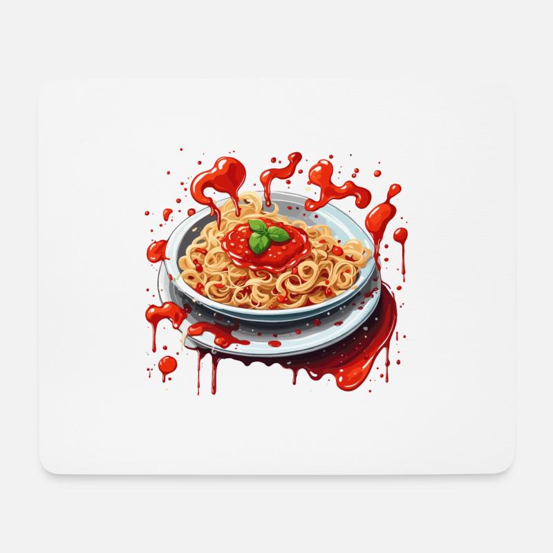 Spaghetti / Nudel / Pasta / Italien / Pizzeria - Mousepad (Querformat) - Weiß