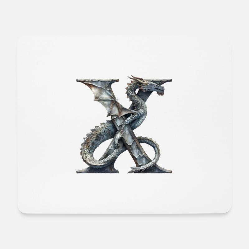 Lettre « X » en forme de dragon. - Tapis de souris (format paysage) - blanc