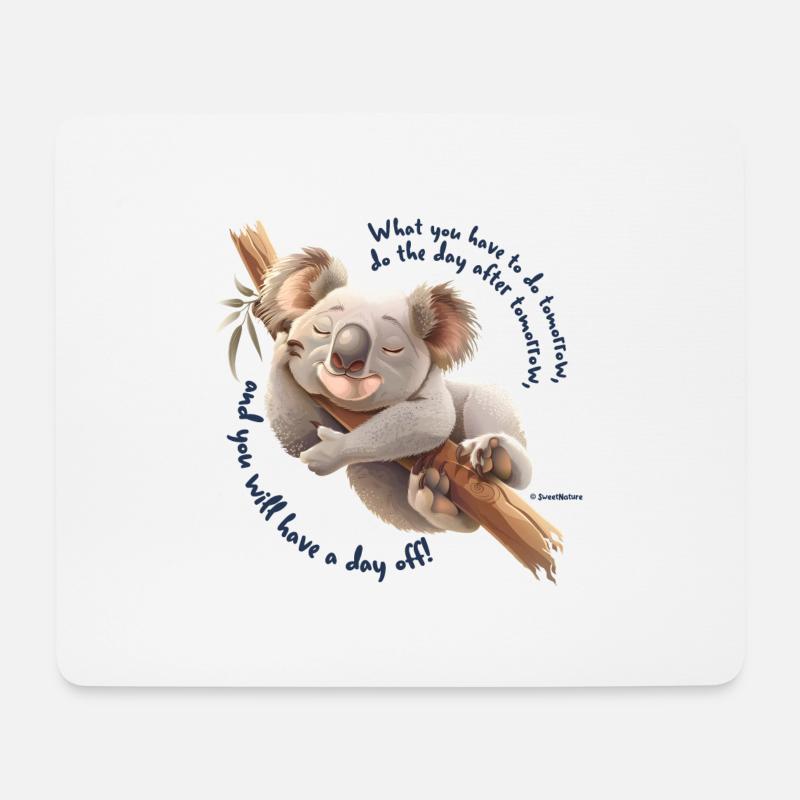 Lazy Koala Bear - Mouse Pad (horizontal) - white