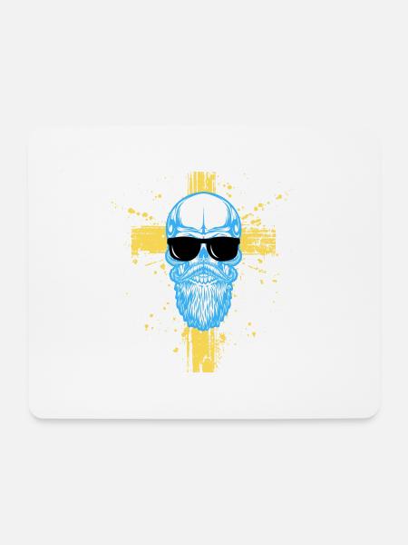 skull mit brille - Mousepad (Querformat) - Weiß