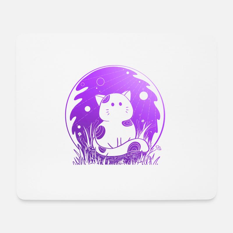 Katze in der Natur - lila Edition - Mousepad (Querformat) - Weiß