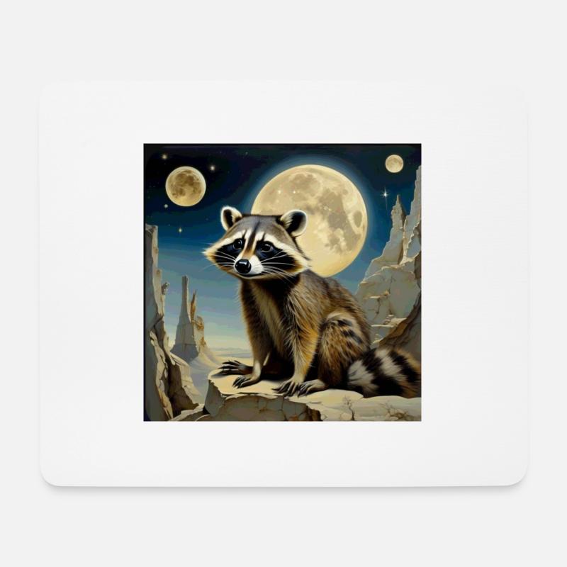 Waschbär ,Mond, Nacht, Sterne,Bär - Mousepad (Querformat) - Weiß
