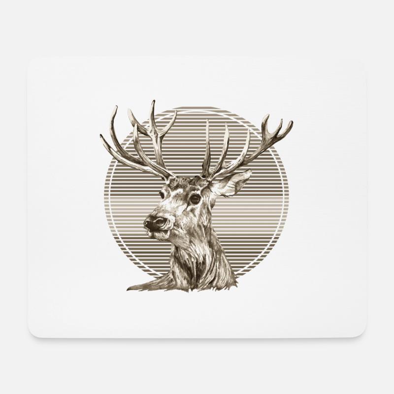 Hirsch - Mousepad (Querformat) - Weiß
