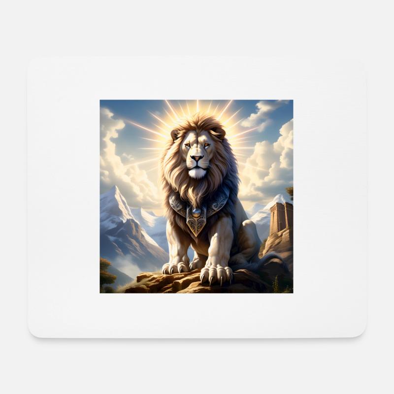 A strong Lion detailed - Mousepad (Querformat) - Weiß