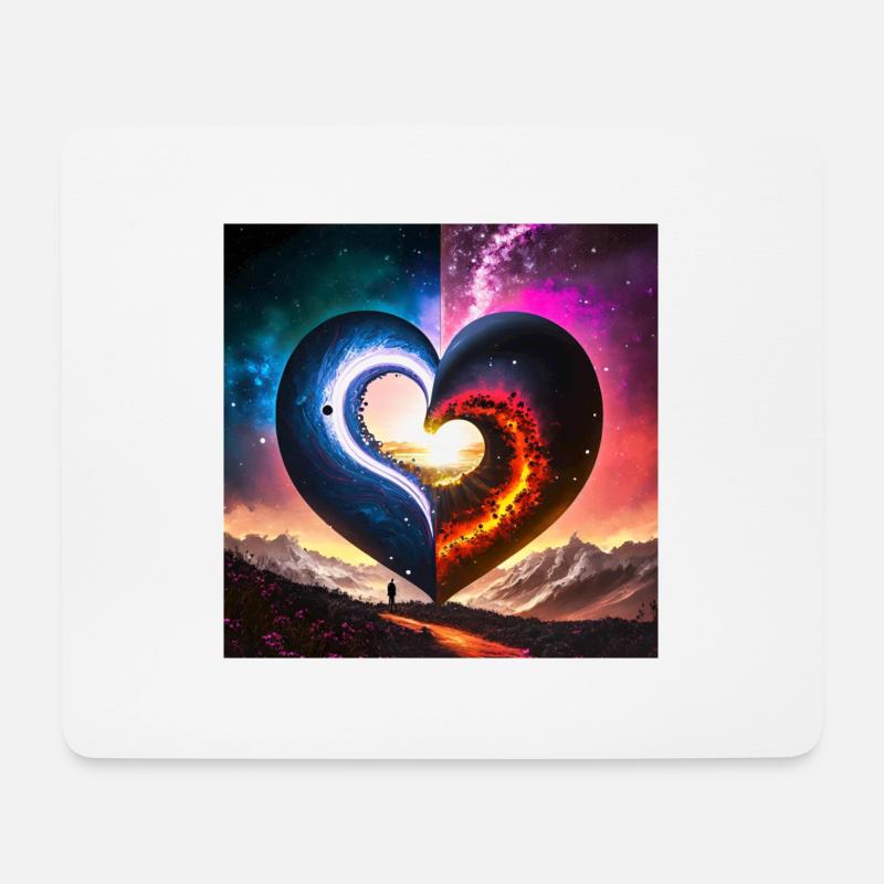 Glühwürmchen Liebe Ying Yang - Mousepad (Querformat) - Weiß