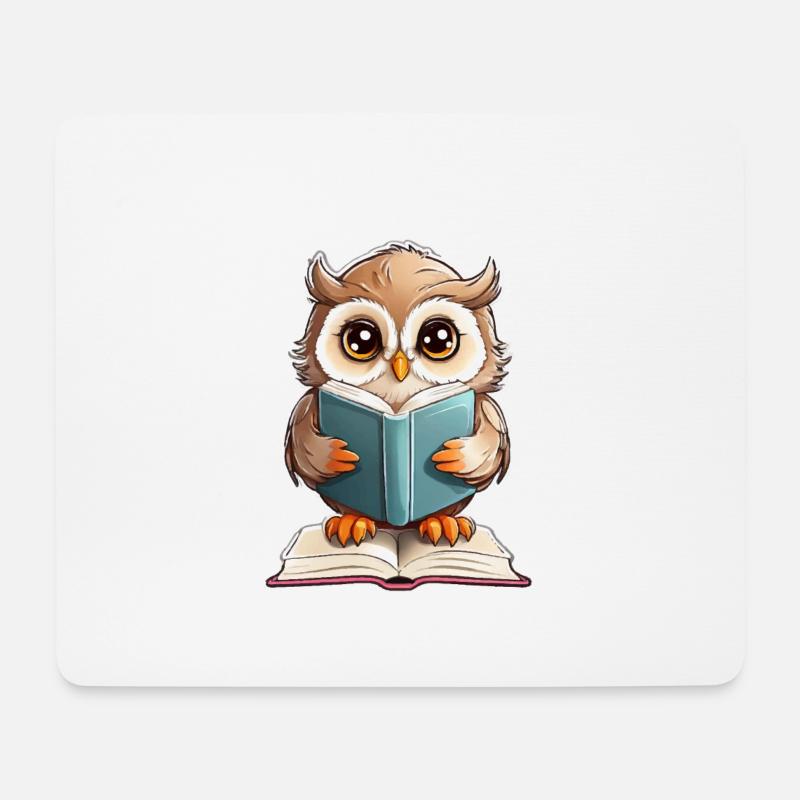 Eule lesen Bücher - Mousepad (Querformat) - Weiß