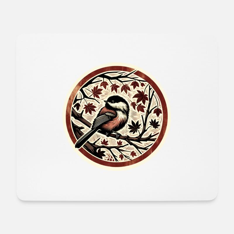 Meise - Mousepad (Querformat) - Weiß