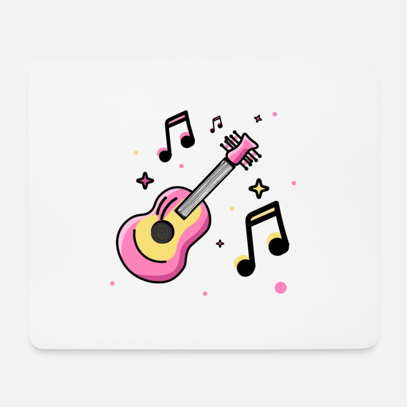 Niedliche rosa Guiter-Kunst mit Musik und Sternen - Mousepad (Querformat) - Weiß