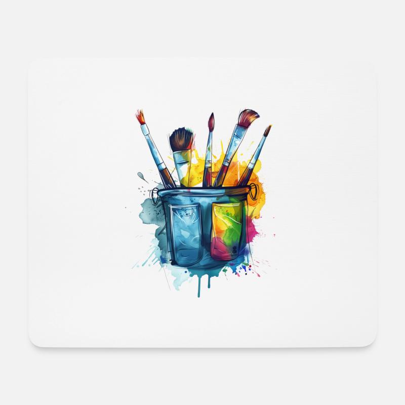 Pinsel Tasche Farbenfrohes Schaffen - Mousepad (Querformat) - Weiß