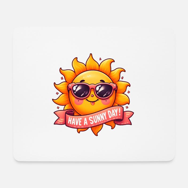 Kühle Sonne "Hab einen sonnigen Tag!" - Mousepad (Querformat) - Weiß