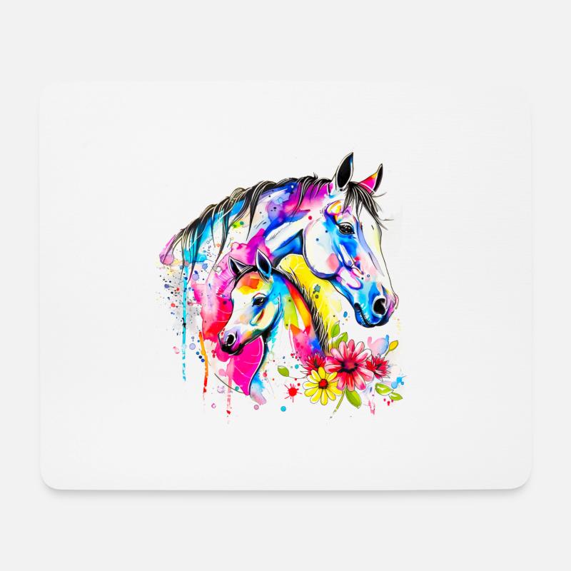 Horse with his foal - Mouse Pad (horizontal) - white
