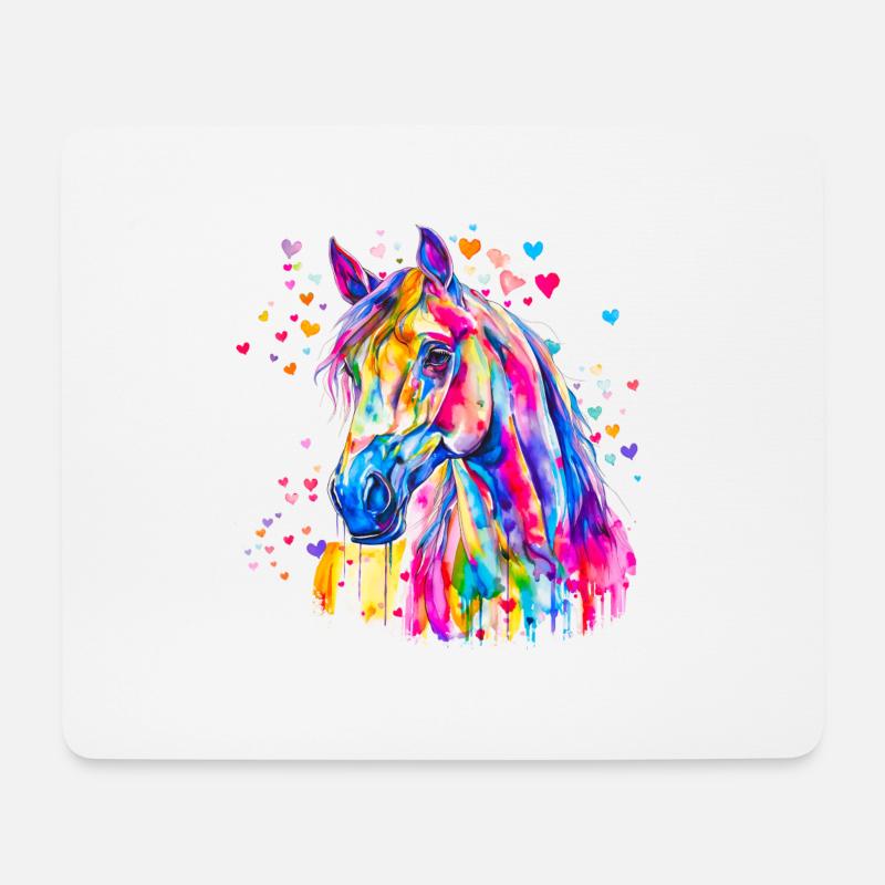 Buntes Pferd - Mousepad (Querformat) - Weiß