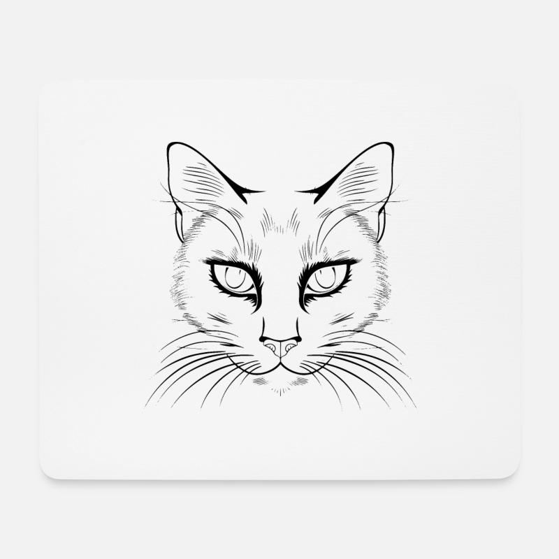 Katze, Katzenmotiv, Katzengesicht - Mousepad (Querformat) - Weiß