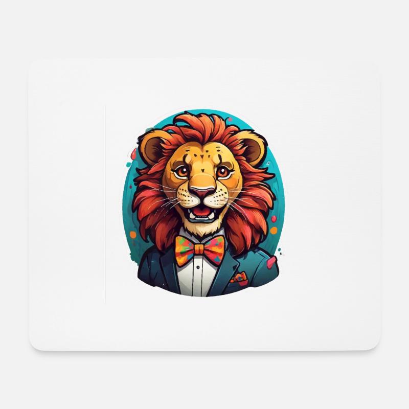 Löwe Comic - Mousepad (Querformat) - Weiß