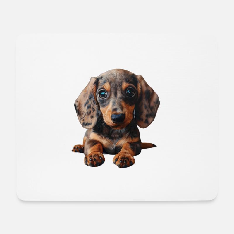Cute Puppy Dachshund V2 - Mousepad (Querformat) - Weiß