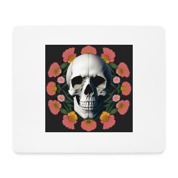 Flower-Skull - Mousepad (Querformat) - Weiß - Vorne