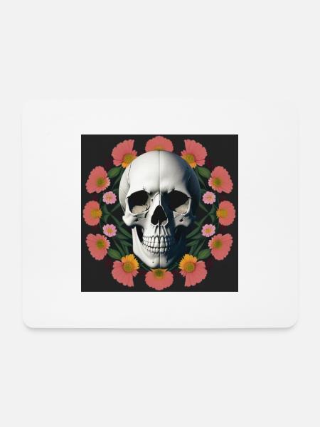 Flower-Skull - Mousepad (Querformat) - Weiß
