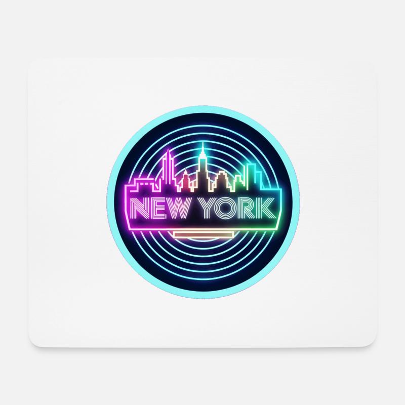 1980er Synthwave Neon New York - Retro-Neon-Vibes - Mousepad (Querformat) - Weiß