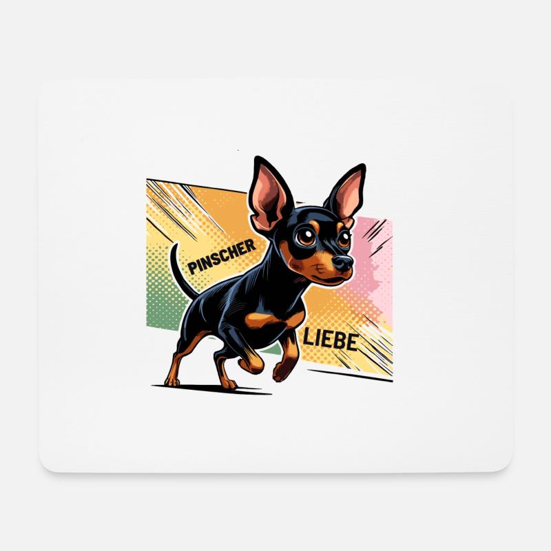 Pinscher Liebe Hund - Mousepad (Querformat) - Weiß
