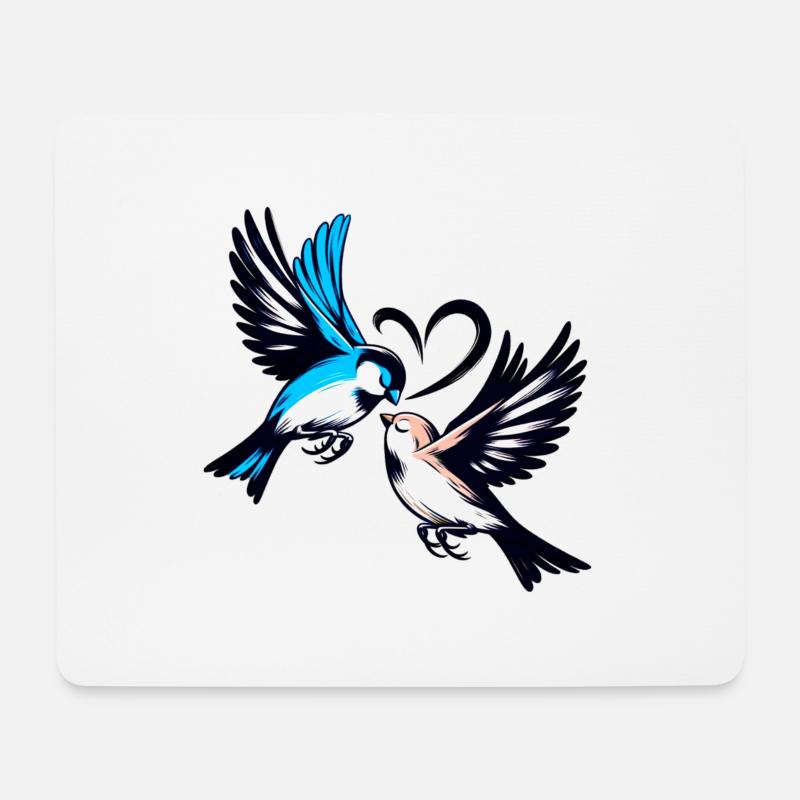 Vogelherz im Liebesflug - Mousepad (Querformat) - Weiß