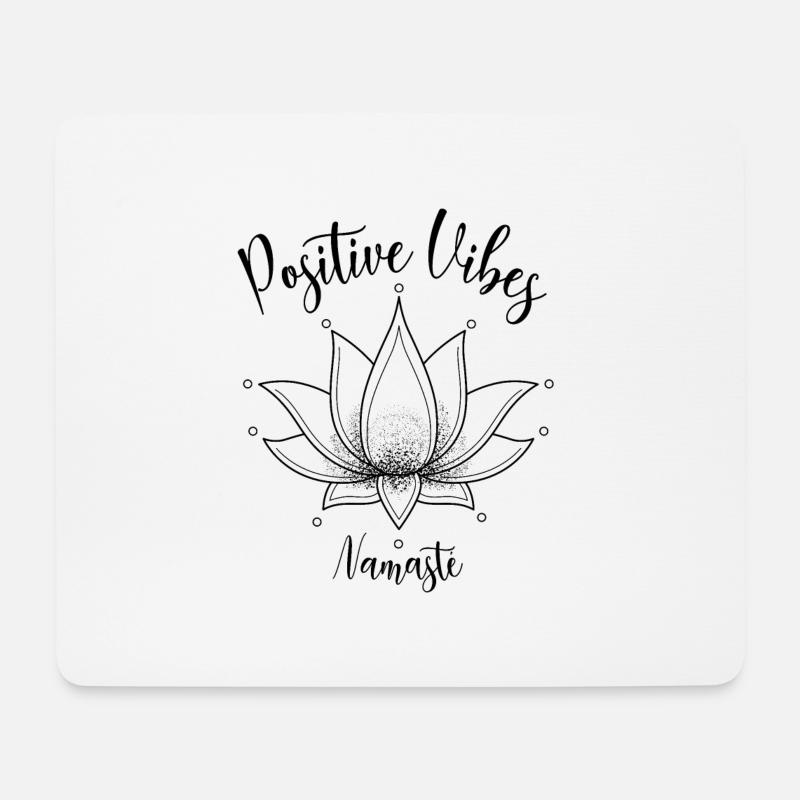 Positiver MPositiver Geist, ind Namasté Lotusblume - Mousepad (Querformat) - Weiß
