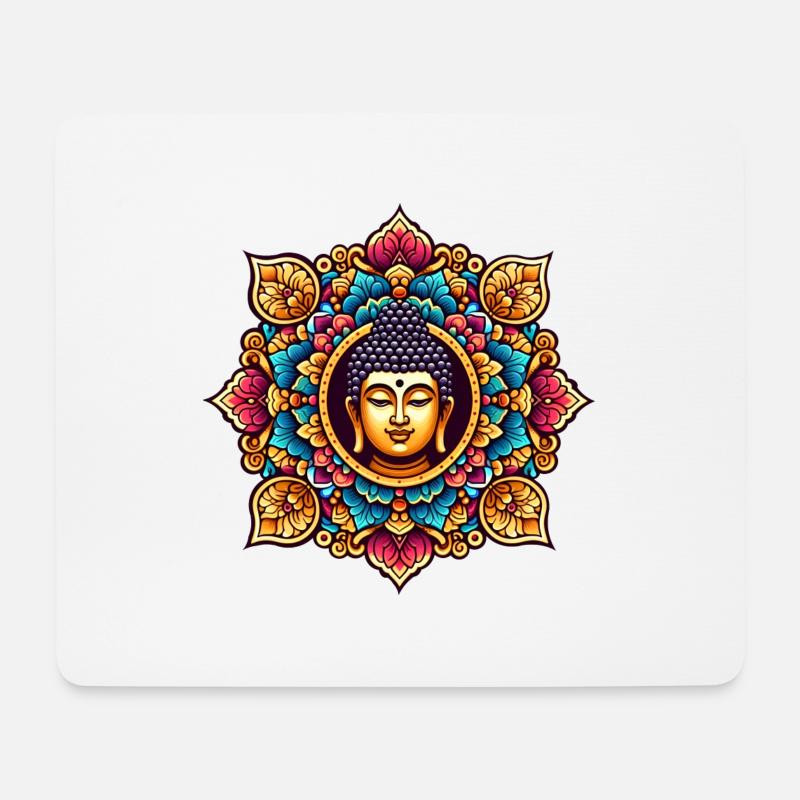 Lotusbuddha - Mousepad (Querformat) - Weiß