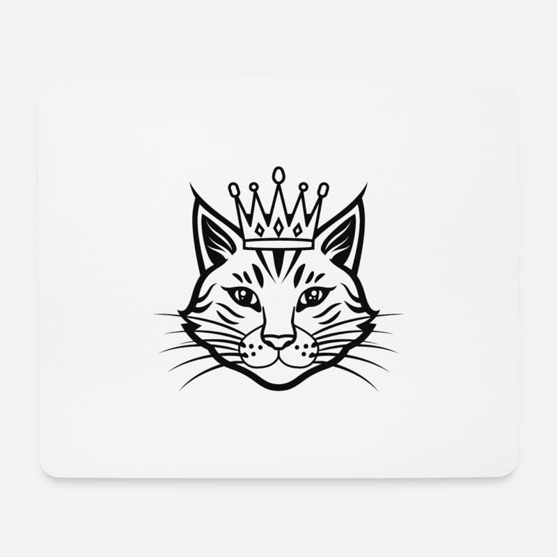 Katze mit großer Krone - Mousepad (Querformat) - Weiß