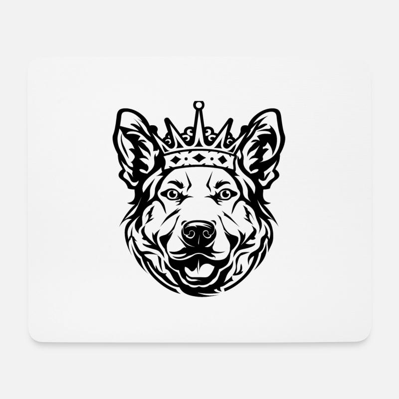 Hund mit Krone - Mousepad (Querformat) - Weiß