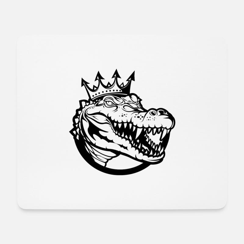 Krokodil von rechten Seite mit Krone - Mousepad (Querformat) - Weiß
